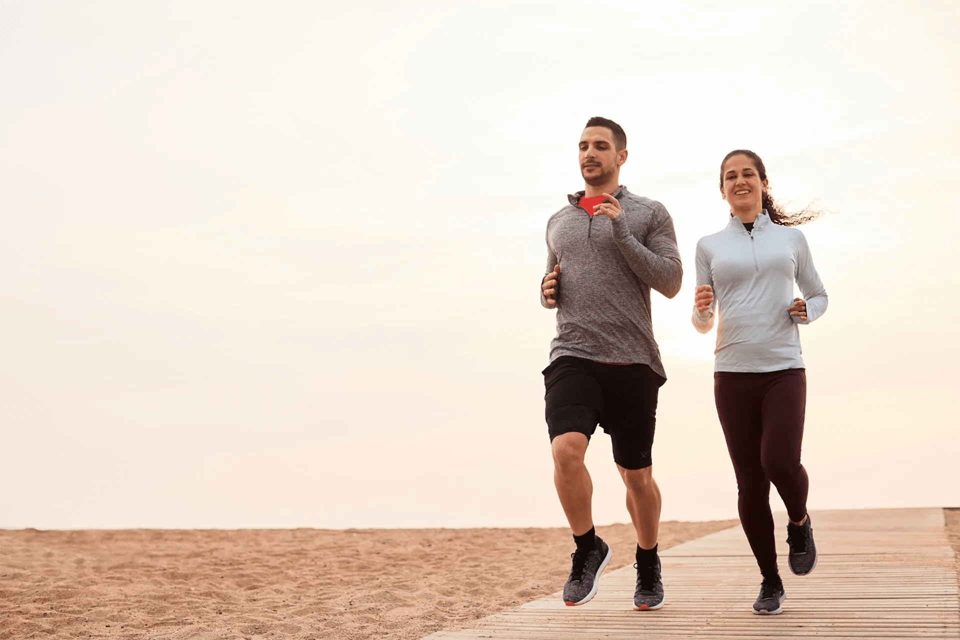two people running outside