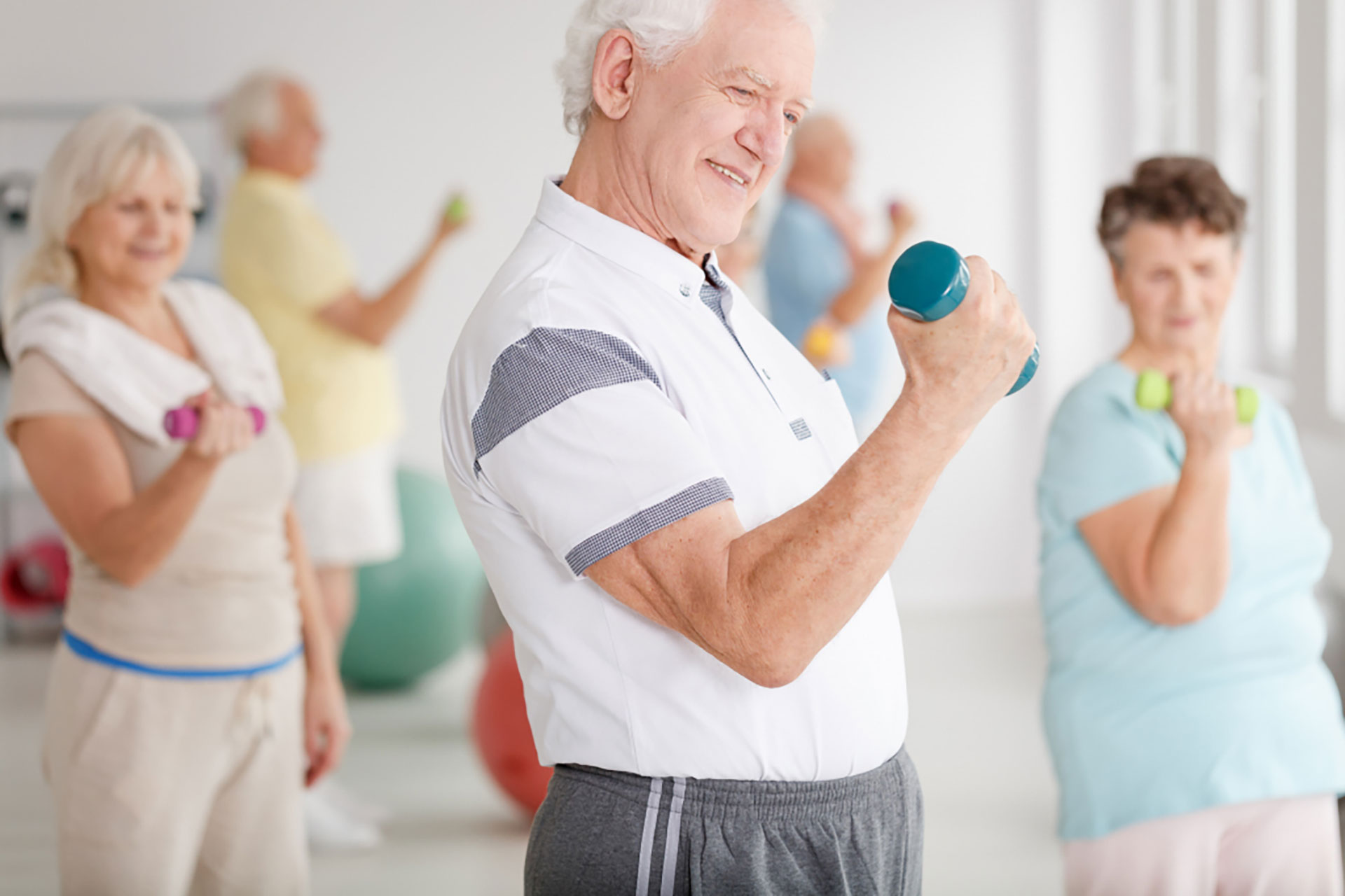 elderly people exercising