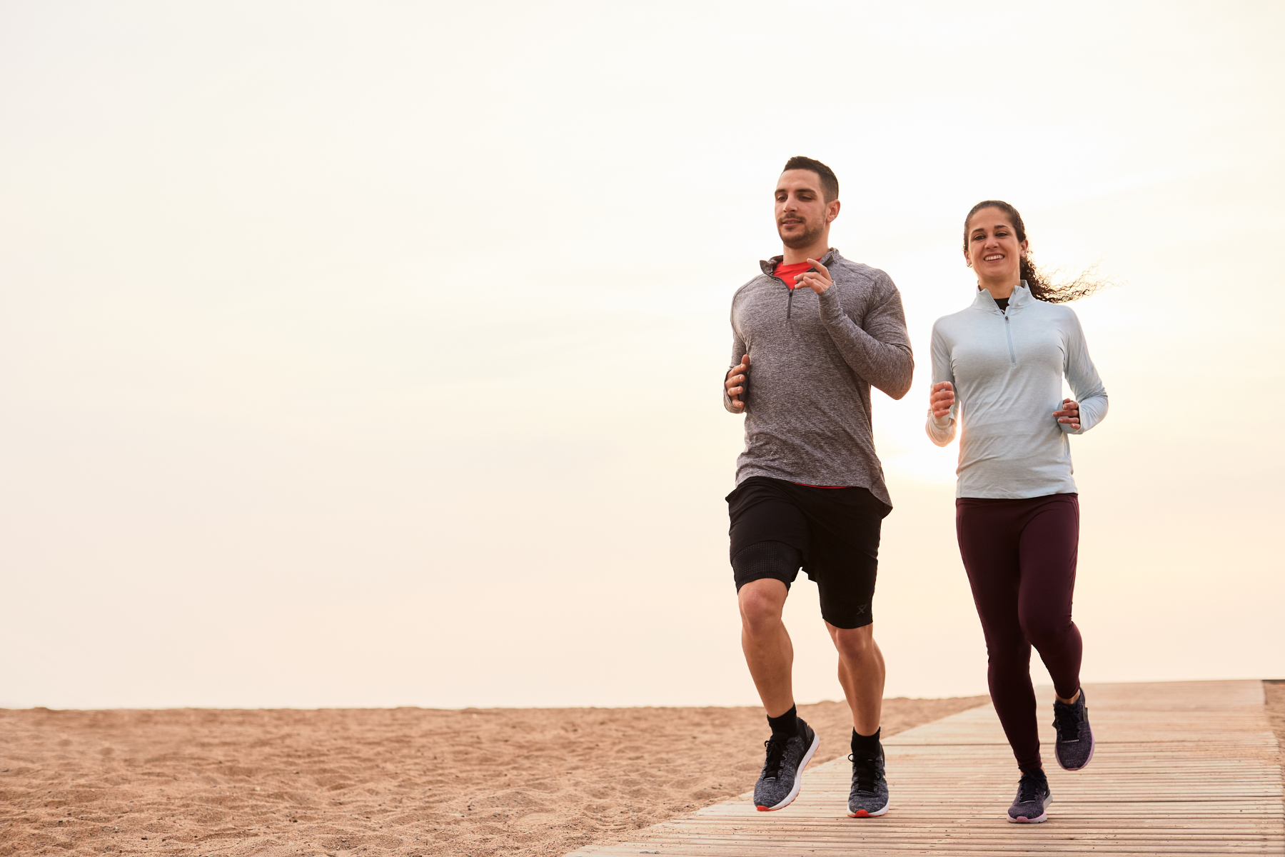 two people running outside